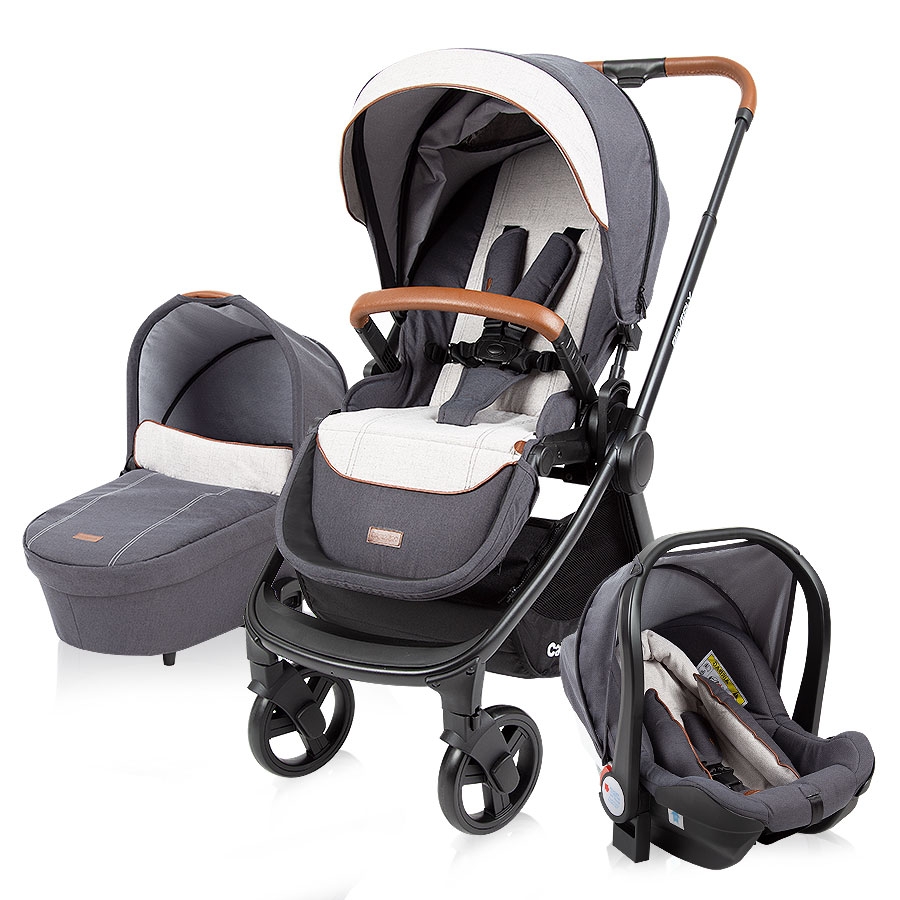 Cochecito BEVERLY con Accesorios Gris Claro